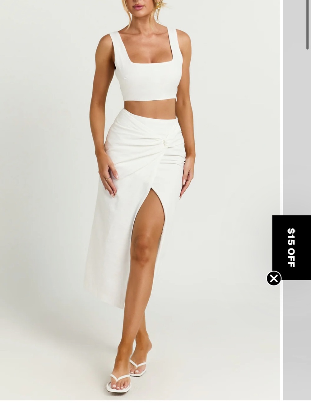Showpo Gibson Two Piece High-Slit Midi Skirt with Side Knot and Top